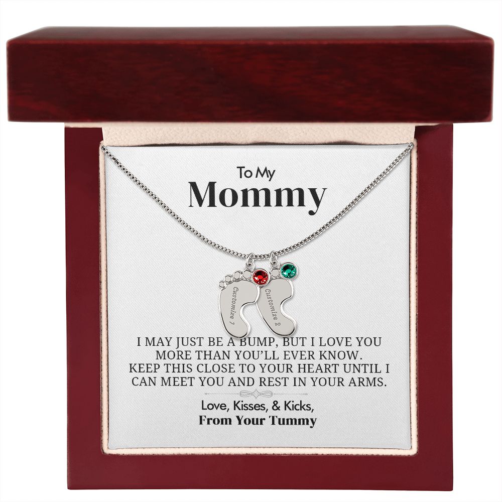 To My Mommy - Engraved Baby Feet with Birthstone - Everyoou