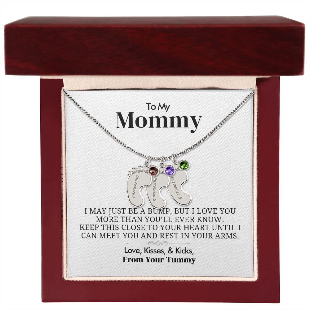 To My Mommy - Engraved Baby Feet with Birthstone - Everyoou