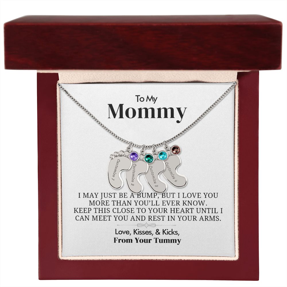 To My Mommy - Engraved Baby Feet with Birthstone - Everyoou