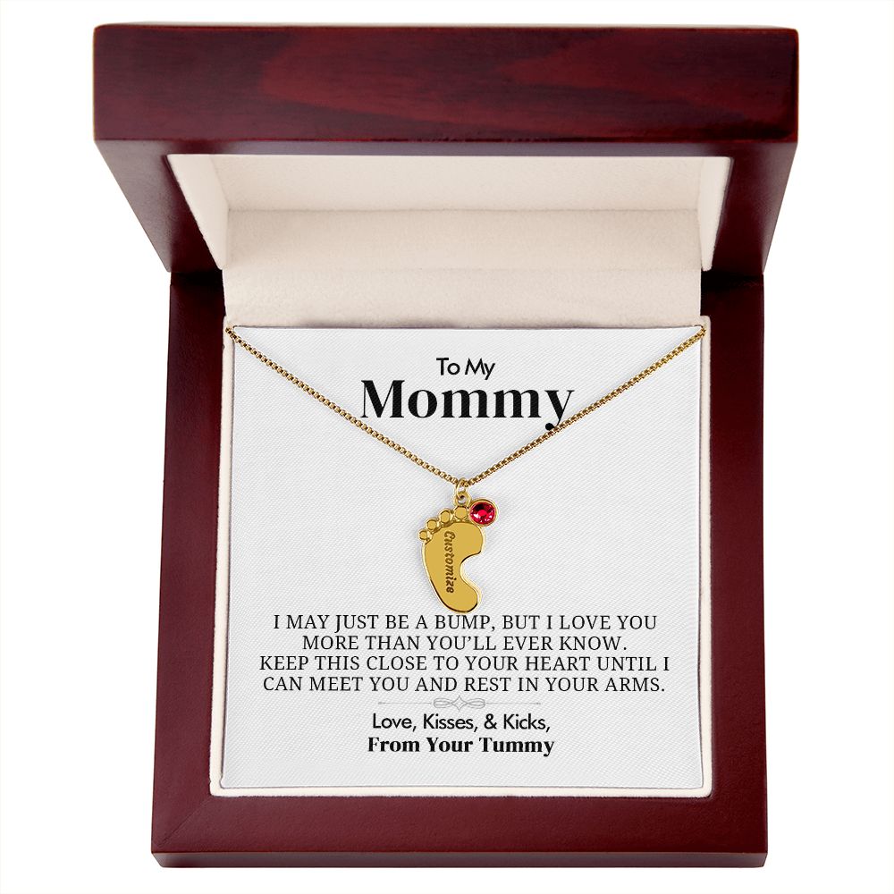 To My Mommy - Engraved Baby Feet with Birthstone - Everyoou