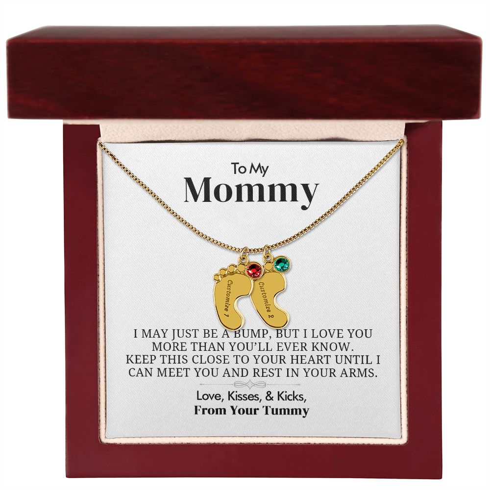 To My Mommy - Engraved Baby Feet with Birthstone - Everyoou