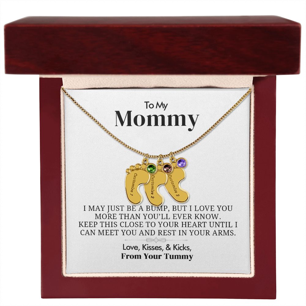 To My Mommy - Engraved Baby Feet with Birthstone - Everyoou