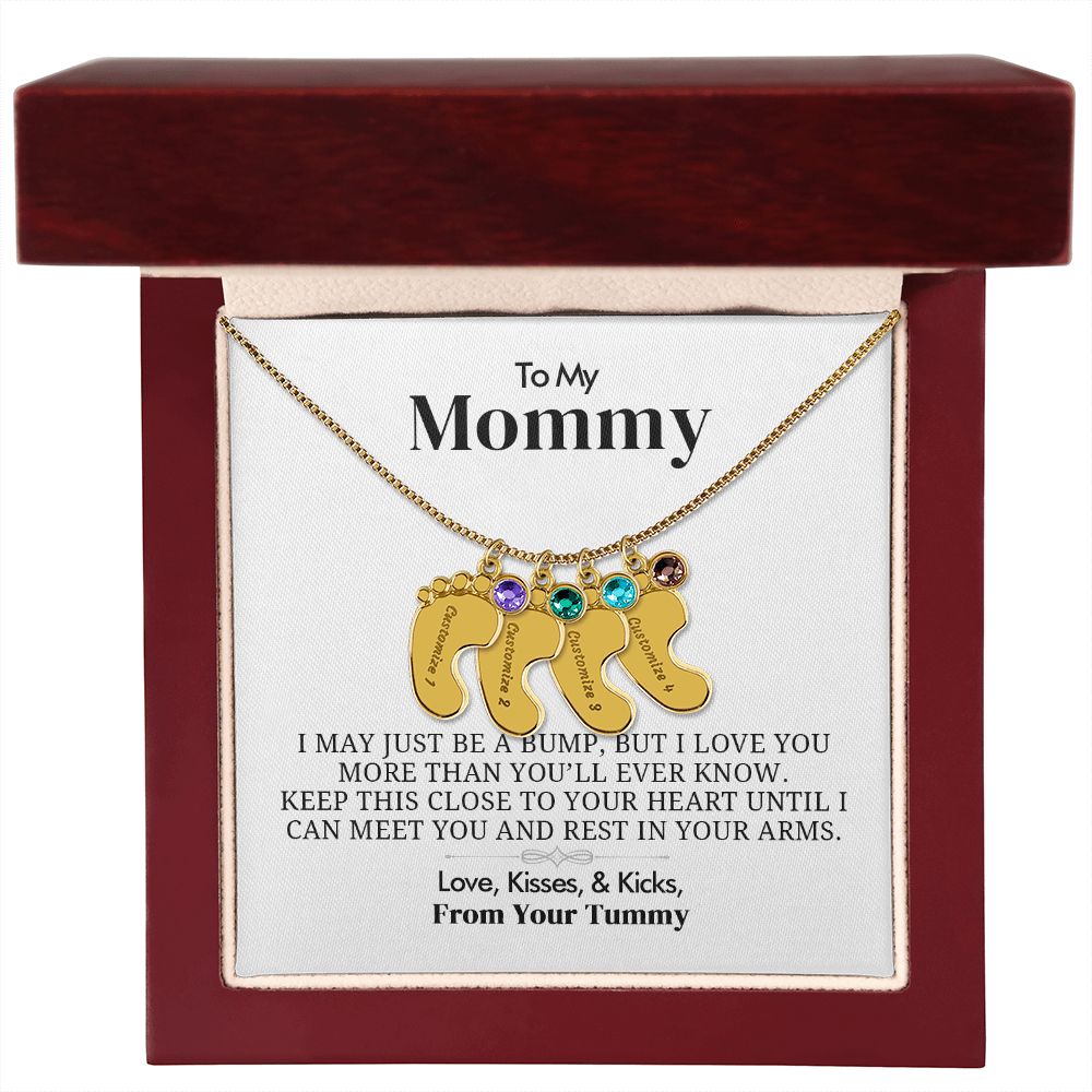 To My Mommy - Engraved Baby Feet with Birthstone - Everyoou
